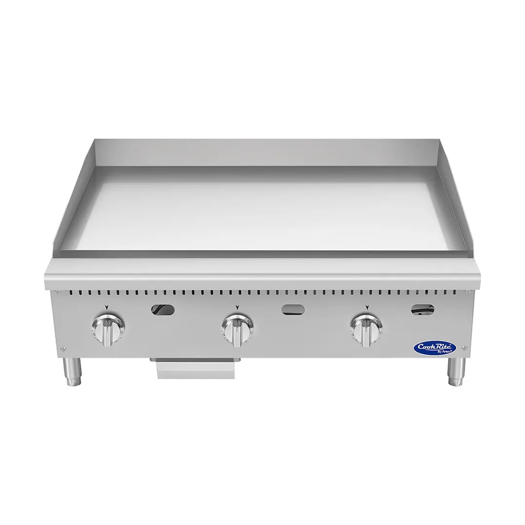 Atosa USA ATG-3624-C 36" Countertop Gas Griddle with 3 Burners & 1" Thick Chrome Plate - 90,000 BTU