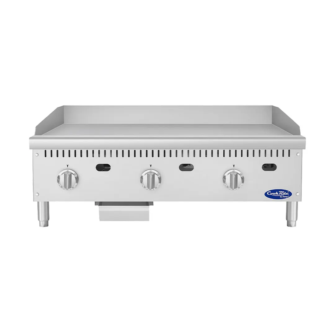 Atosa USA ATG-3624-S 36" Countertop Gas Griddle with 3 Burners & 1" Thick Steel Plate - 90,000 BTU