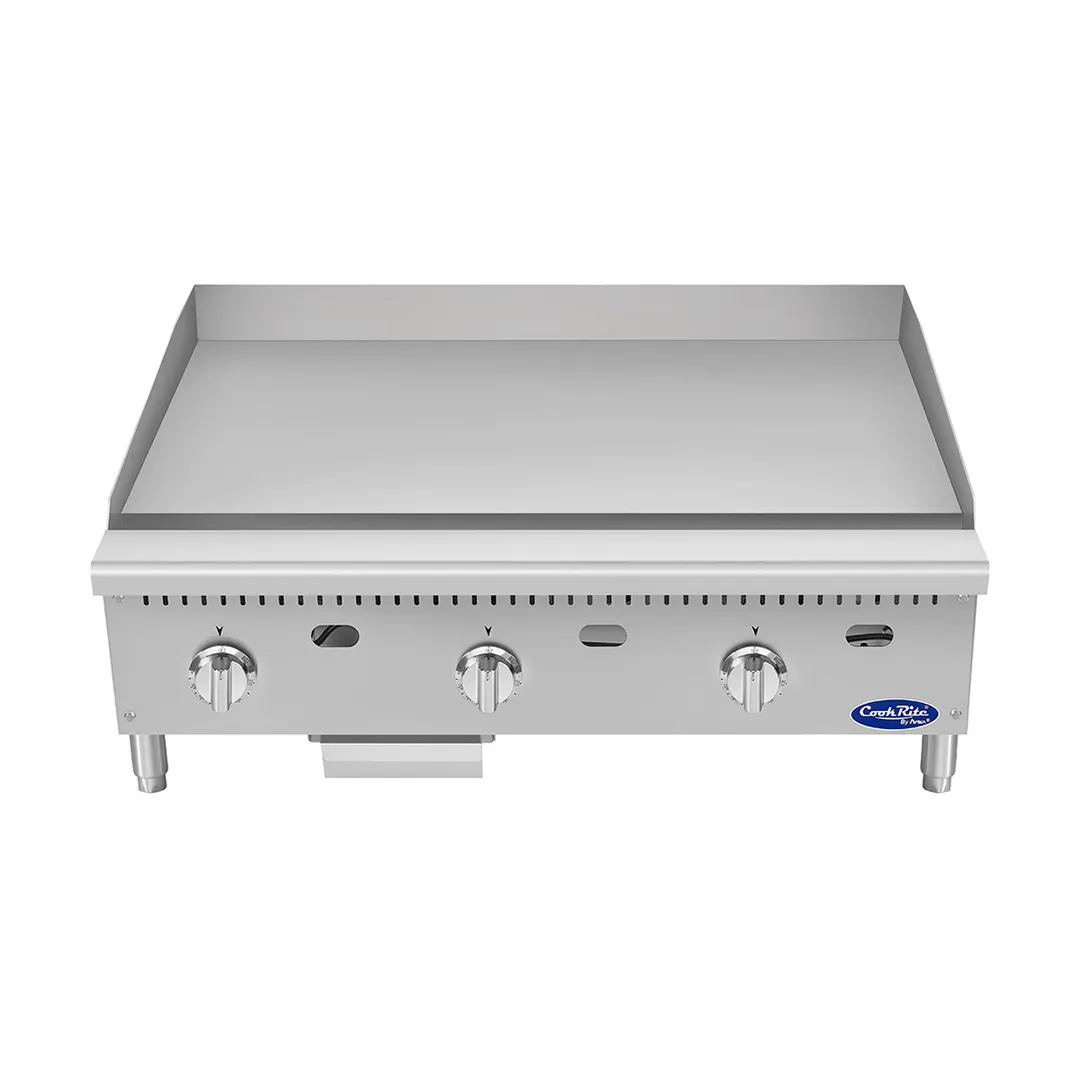 Atosa USA ATG-3624-S 36" Countertop Gas Griddle with 3 Burners & 1" Thick Steel Plate - 90,000 BTU