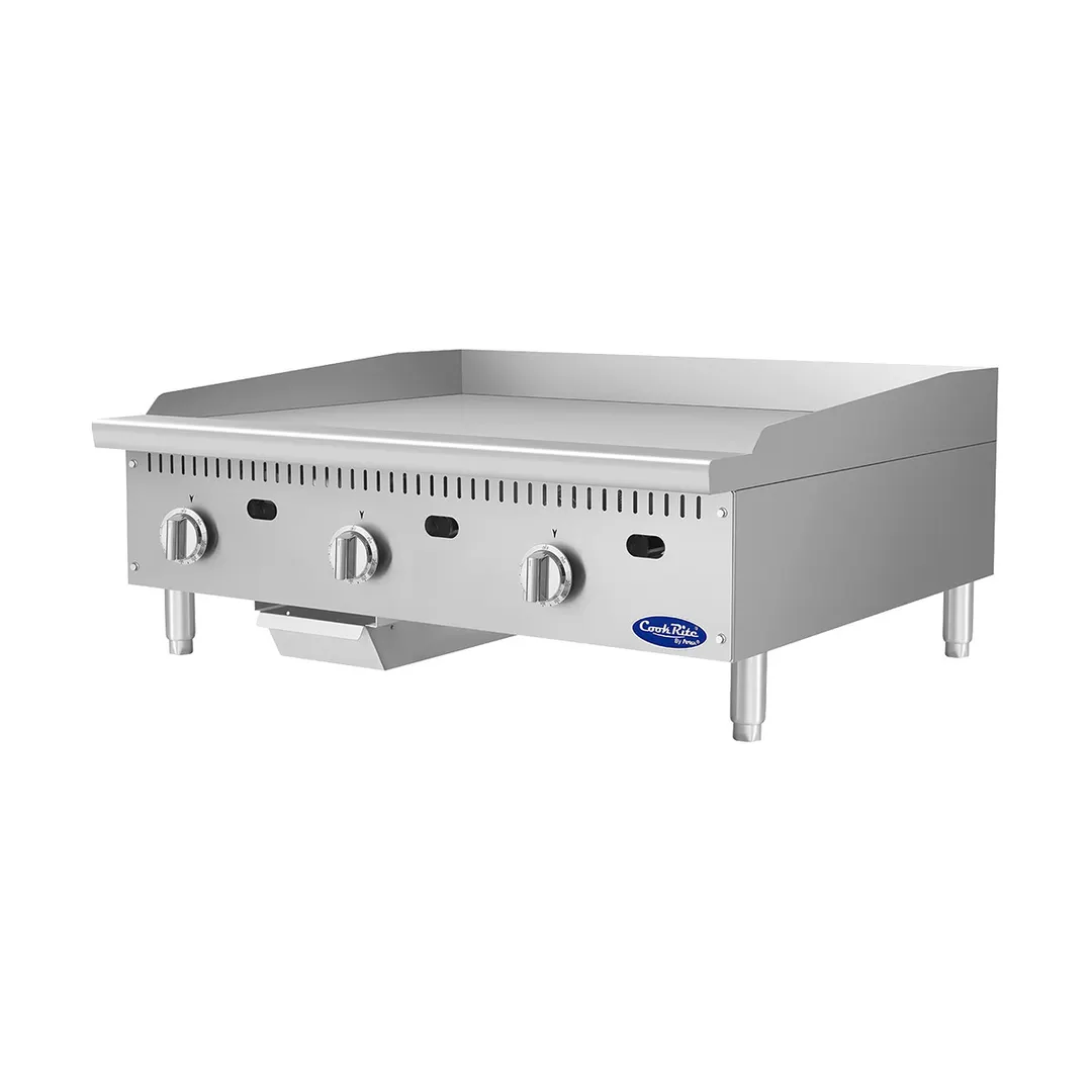 Atosa USA ATG-3624-S 36" Countertop Gas Griddle with 3 Burners & 1" Thick Steel Plate - 90,000 BTU