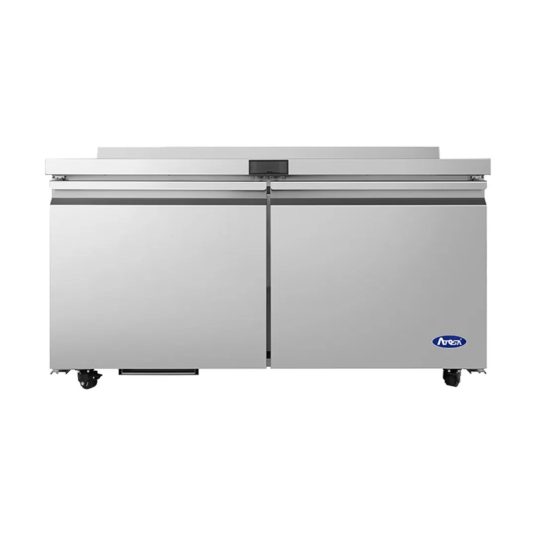 Atosa USA AWR60SD 60" 2-Solid Door Worktop Refrigerator, Stainless Steel, 35°F–38°F temp, 15.5 cu. ft.