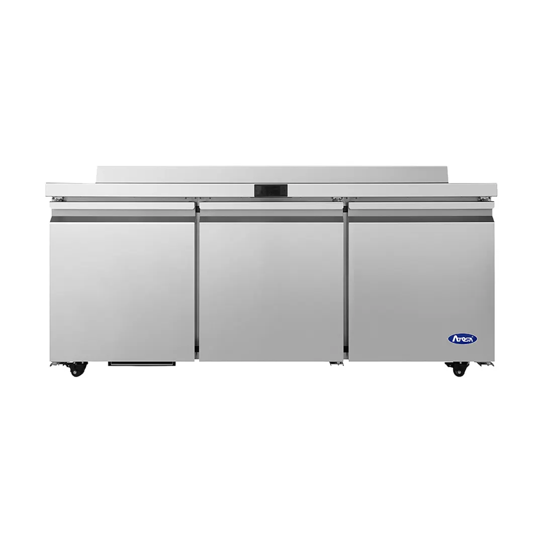 Atosa USA AWR72SD 72" 3-Solid Door Worktop Refrigerator, Stainless Steel, 35°F–38°F temp, 18.89 cu. ft.