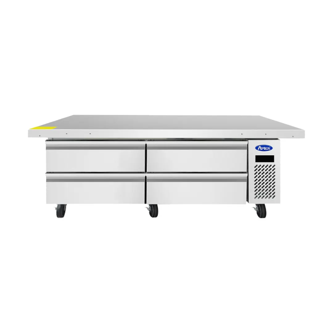Atosa USA MGF8464GR 76" 4 Drawers Freezer Chef Base, Stainless Steel, Temp -8°F–1°F, 680W, R290, 4.9 cu. ft.