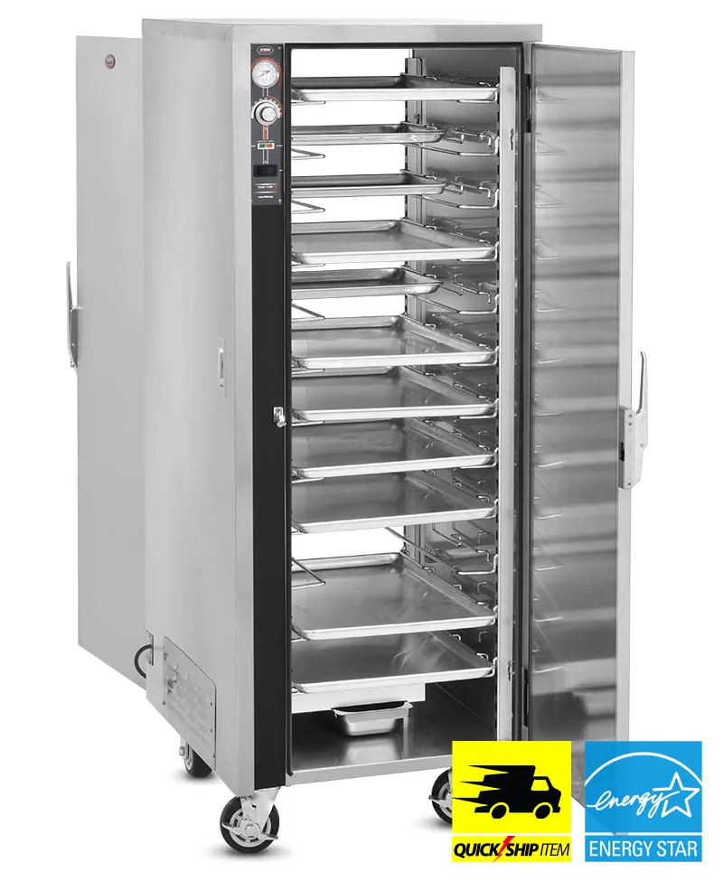 FWE TS-1826-18P Mobile Heated Holding Cabinet, 12-Pan Capacity, Stainless Steel, Pass-Thru, 1½" Slide Spacing