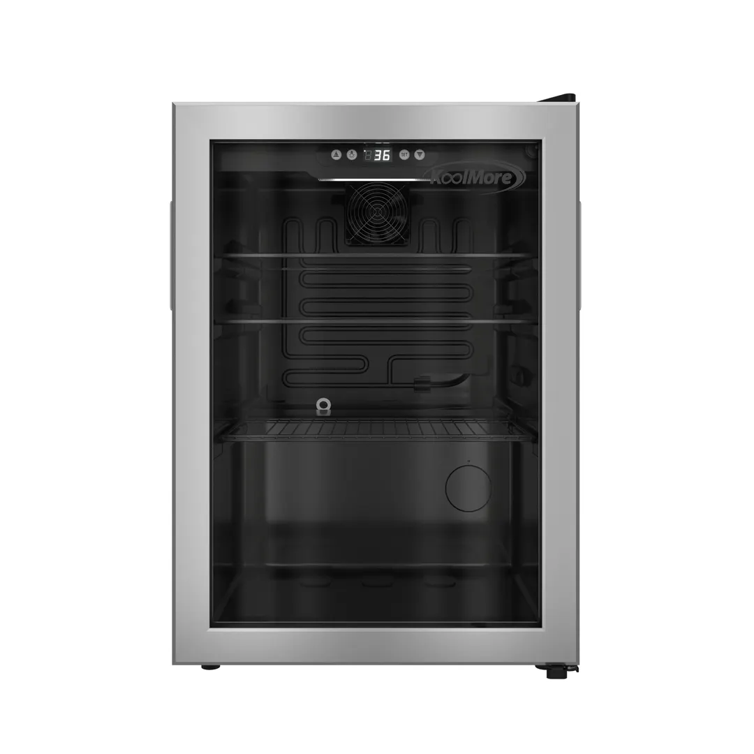 Koolmore KM-BR25SS Glass Door Beverage Merchandiser, 3.2 cu ft, 31.5"H, Swing Door, Temp 32°‑60°F