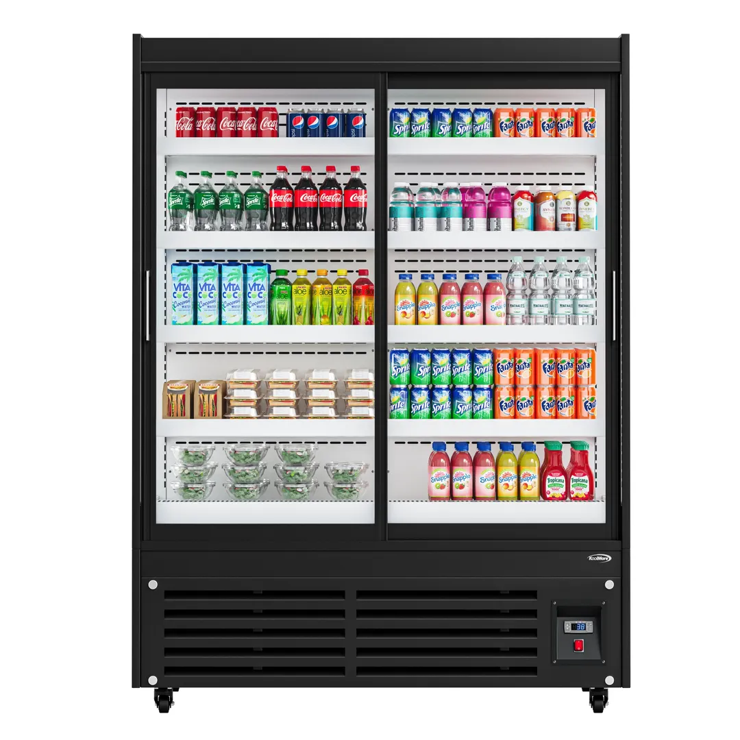Koolmore KM-CDA-SL24C 24 cu ft Door Merchandiser Refrigerator, Black, 28"W×51.65"D×70"H, Door