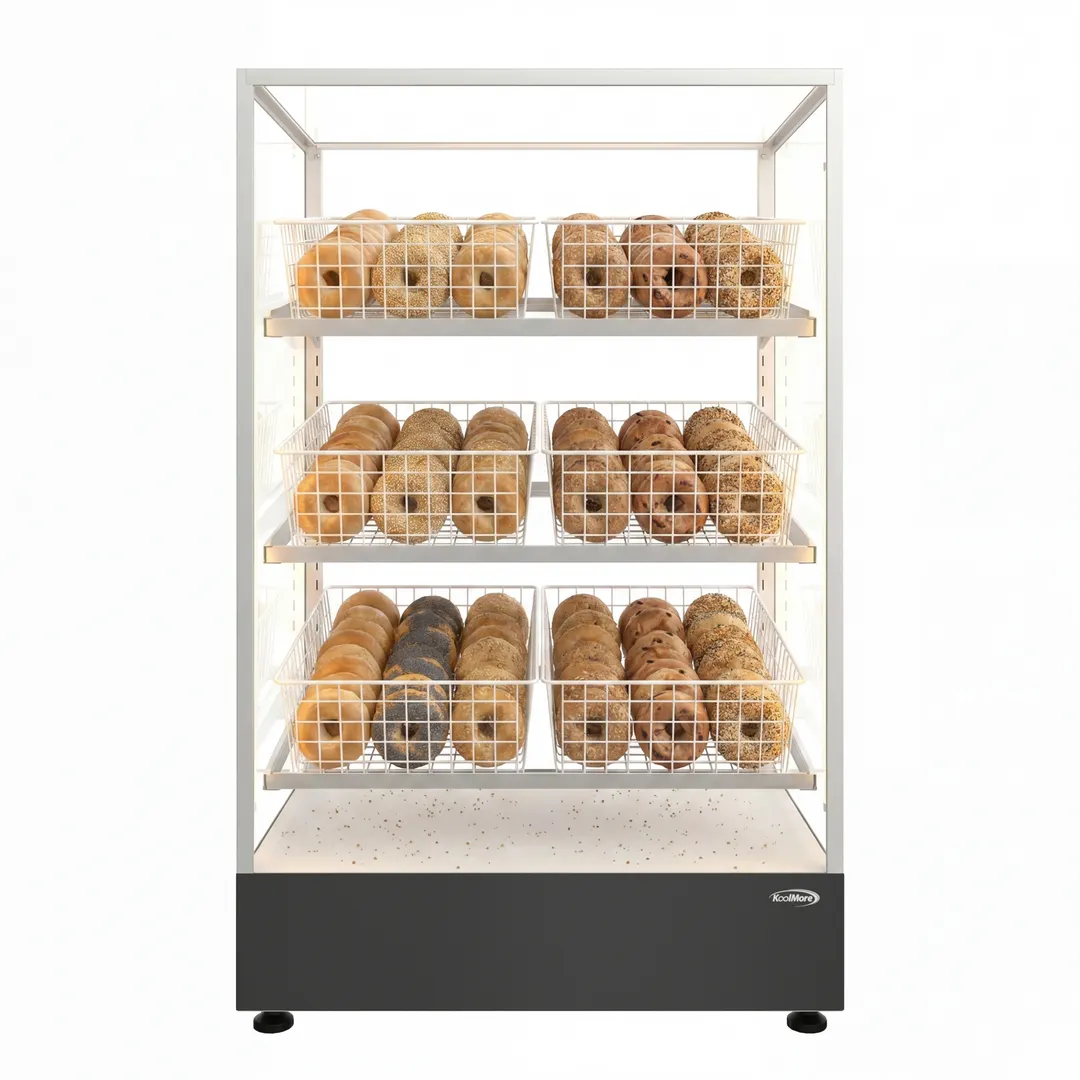 Koolmore KM-FDC-B6 Refrigerated Bakery Display Case 30" Wide, 9.2 cu ft, 3‑Tier with Six Wire Baskets, NSF