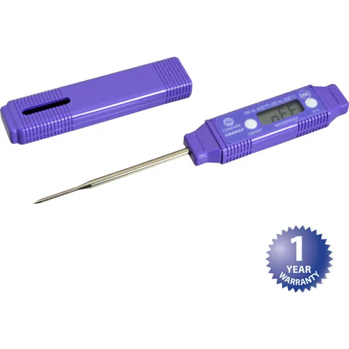 AllPoints 81246 Pocket Thermometer - Purple 3" Probe, -40°F to 400°F, NSF Certified, 6" Length
