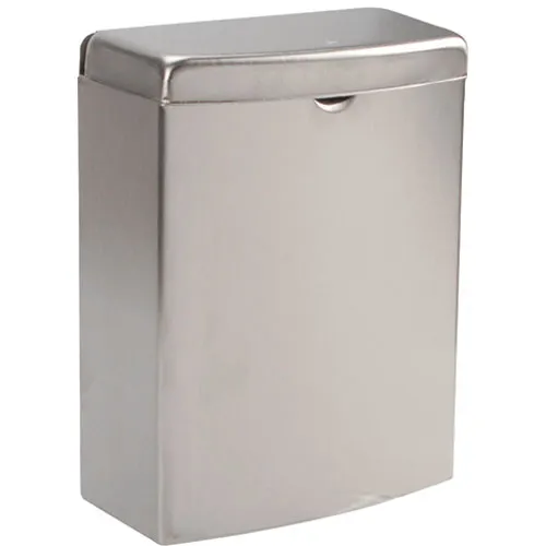 AllPoints 1411199 Bobrick Sanitary Napkin Receptacle, 8" x 4" x 11" H, Flip‑Top, Stainless Steel