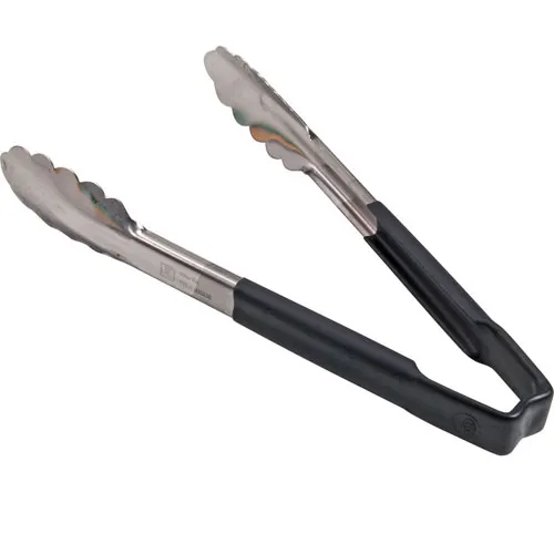 AllPoints VOL4780920 Utility Tongs – 9½" Black Handle, Stainless Steel Paddle, Kool‑Touch®, 3‑9"