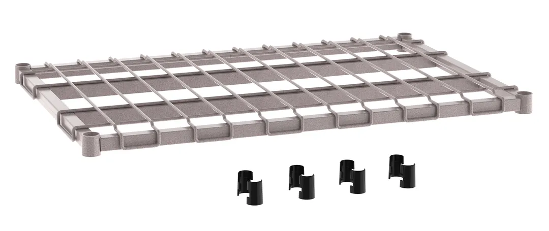 Metro 2436DRK4 Dunnage Shelf, 36" W x 24" D, Gray Coated Wire Deck, 1" Tubing, 1600 lbs, Microban Antimicrobial