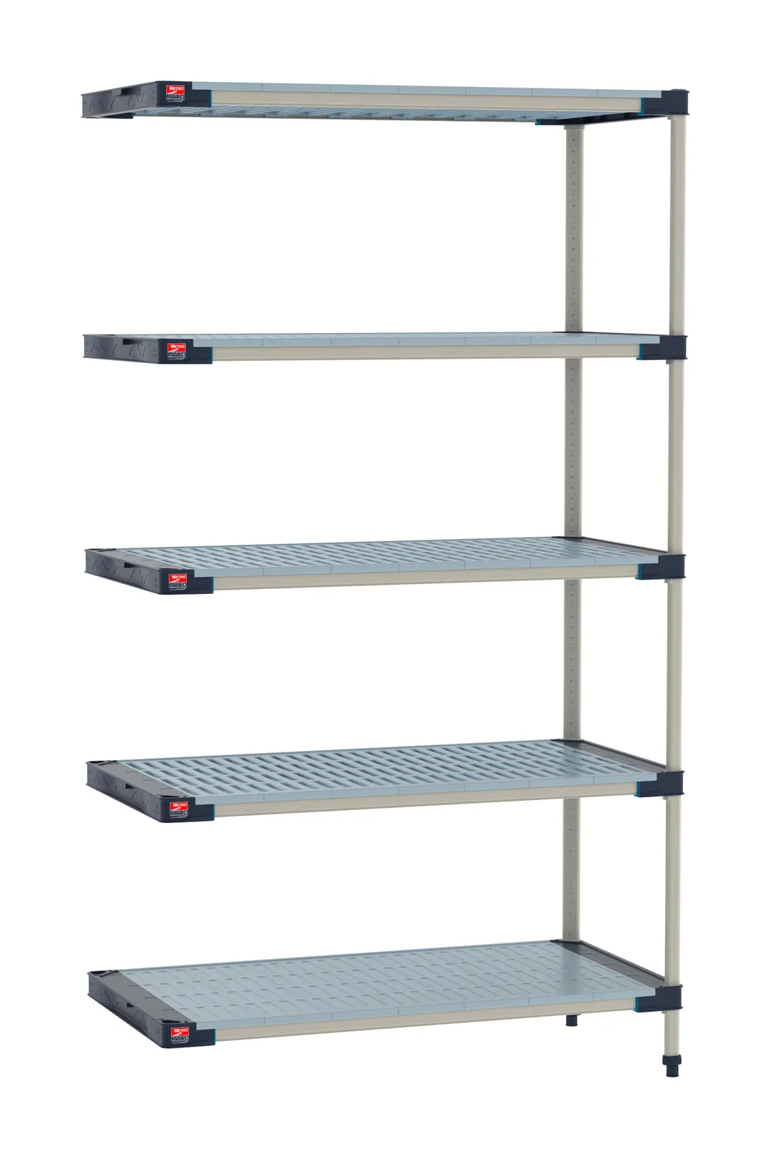 Metro M4-1836GF-86-A5 5-Tier Polymer Shelving Unit, 18" D x 36" W x 86" H, 800 lbs per Shelf, 2000 lbs Total, Louvered Open Grid + Solid Mat Shelf with Microban Mats, NSF Certified