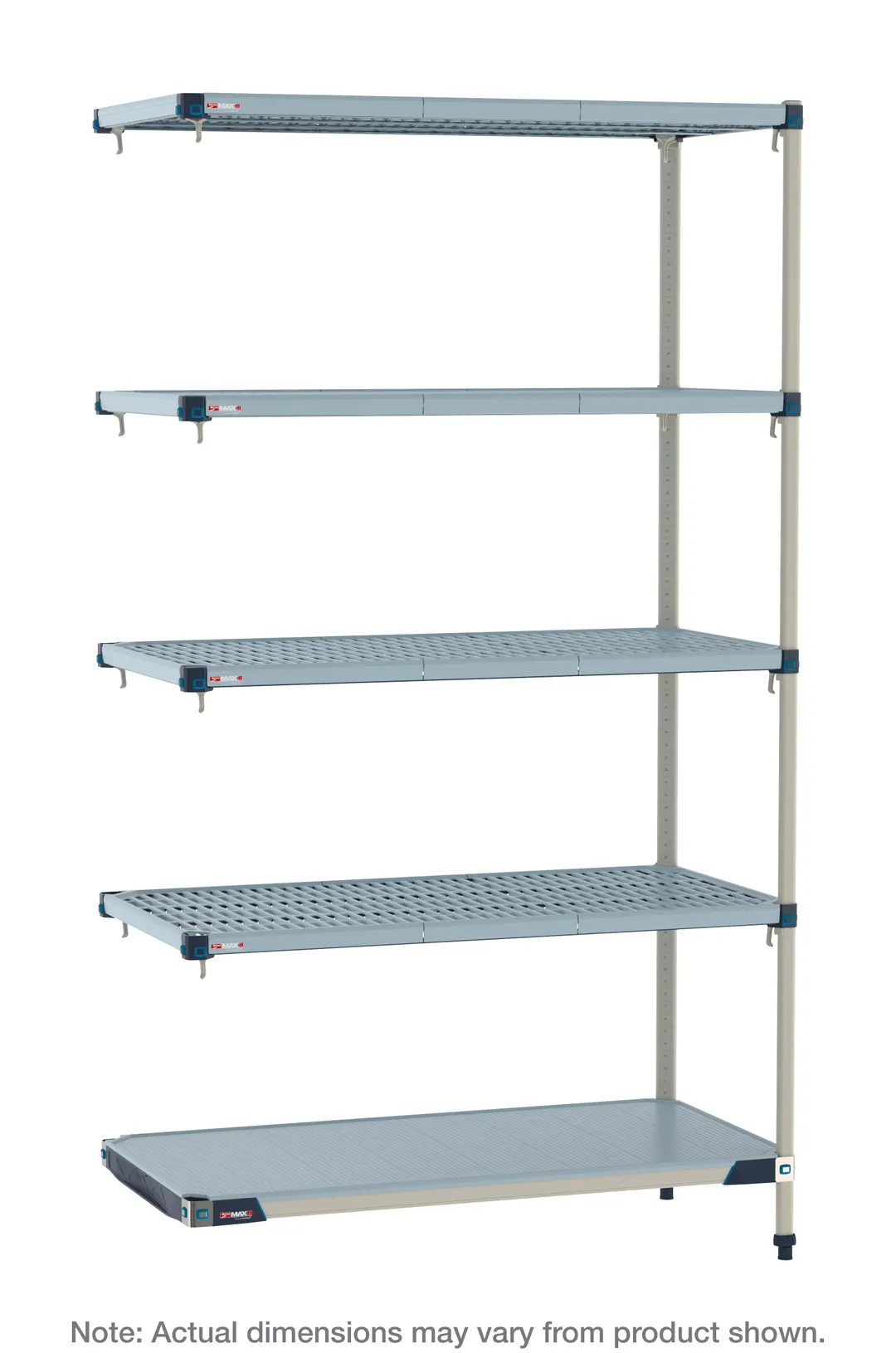 Metro MQ-1842GF-86-A5 - 5-Tier Polymer Shelving Unit, 18" D x 42" W x 86" H, 800 lbs per shelf, 2000 lbs total, Microban® protection, NSF approved, includes posts, wedges, S‑hooks