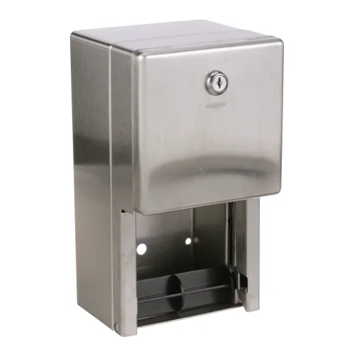 AllPoints 38234 - 2‑Roll Toilet Tissue Dispenser, 11¼" H, Stainless Steel Finish, Locking - 1/Each