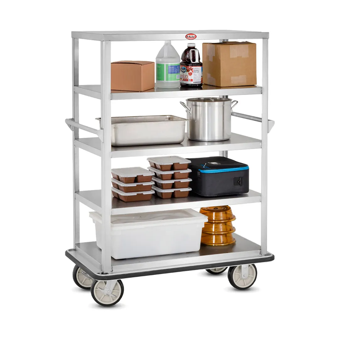 FWE UC-512-48 Queen Mary Stainless Steel Utility Cart with 5 Flanged Down Shelves