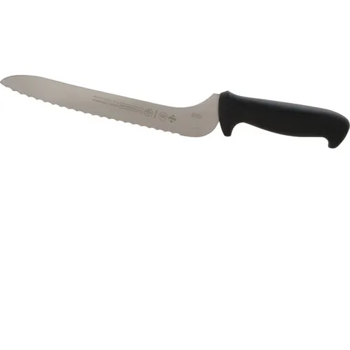 AllPoints 1371296 Sandwich Knife, 9" Serrated Blade, Carbon Stainless Steel, Black PP Handle