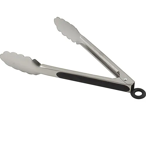 AllPoints 1371345 Utility Tongs - 9" Locking Stainless Steel, Non‑Coated Handle, Dishwasher Safe