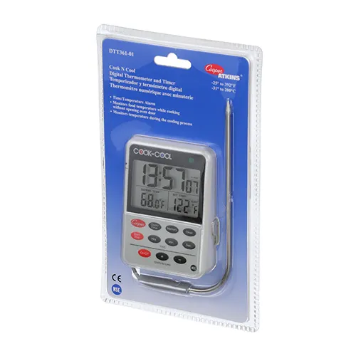 AllPoints 1381355 Cook‑N‑Cool Thermometer, 4"1/8" x 3" ABS, 6" Probe, LCD, -25°F‑392°F, ±1° Accuracy