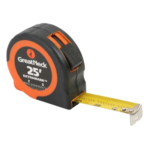 AllPoints 1421274 Tape Measure, 25' x 1" Length, Metric & SAE, Chrome Plastic Case with Blade Lock
