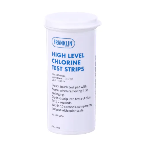AllPoints 1421556 Chlorine Test Strips – High Range 0‑1000 PPM, Color‑Coded Chart, 1/Pack
