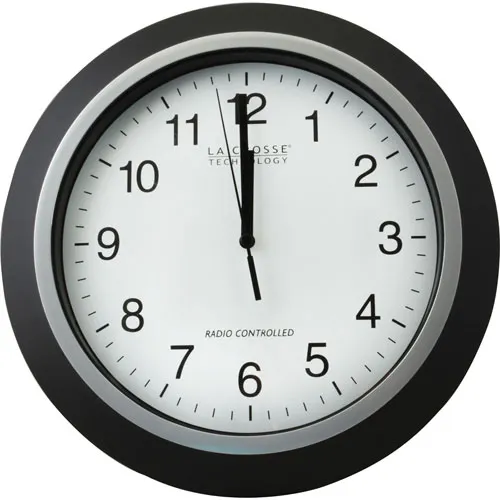 AllPoints 1511054 Wall Clock, 12" Diameter, White Face Black Numerals, Frame, 1 AAA Battery Needed