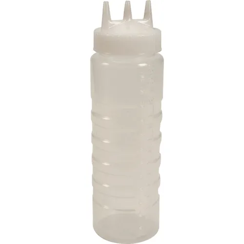 AllPoints 2801402 Tri‑Tip™ Squeeze Bottle, 24 oz Clear, Wide‑Mouth Top, Triple Tip, Markings