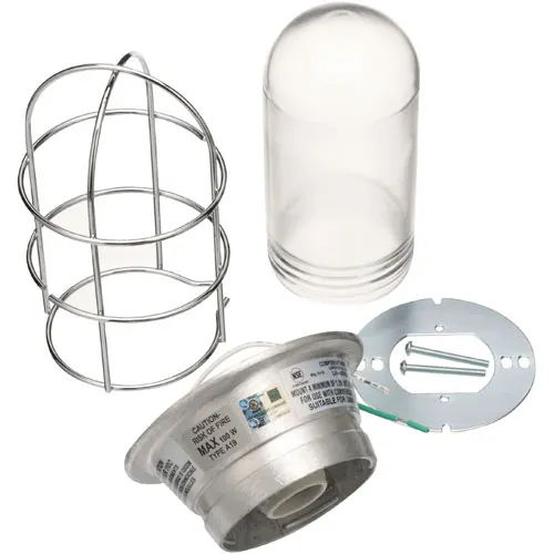 AllPoints 381320 Vaporproof Lighting Fixture with Wire Guard, fits 3-1/2" or 4" junction boxes, 100W bulb