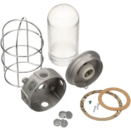 AllPoints 381322 Refrigeration Light Fixture with Junction Box, Globe, Wire Guard, Fits 100W Bulb