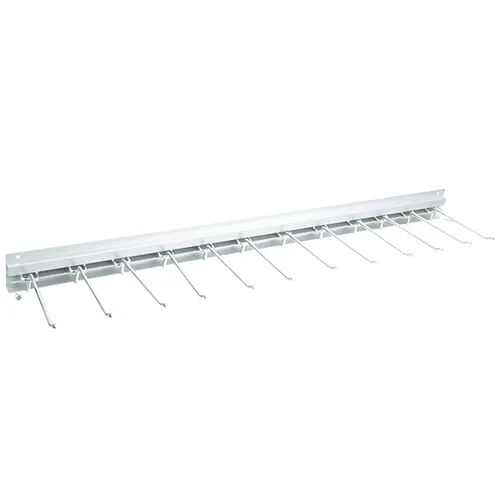 AllPoints 51281 Wall-Mount Pot & Utensil Rack, 36" Adjustable Width 25-36", 5-1/2" Hangers, Heavy-Duty Steel