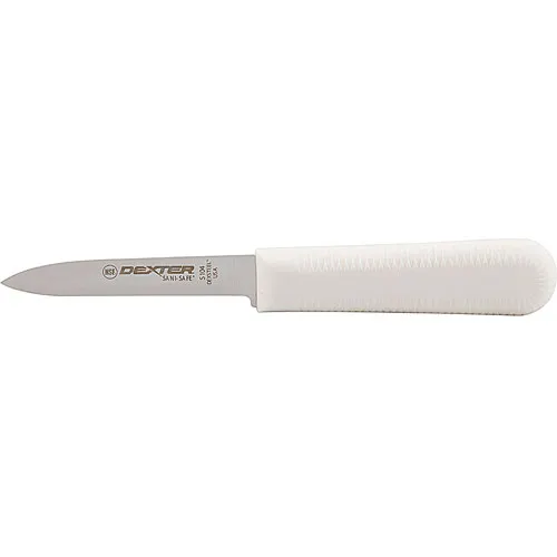 AllPoints 58586 Paring Knife, 3‑1/4" Blade, Spear Point, Carbon Stainless Steel, White Handle