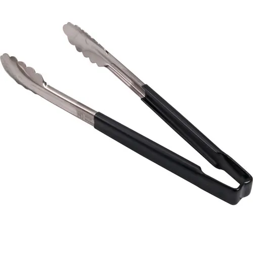 AllPoints 85693 Utility Tongs - 12" Paddle, Black Handle, Stainless Steel, Kool‑Touch® Grip