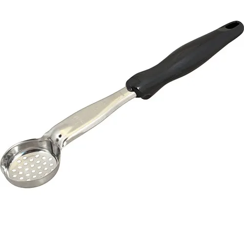 AllPoints 85930 Portion Control Spoon - 1 Oz Perforated Stainless Steel with Black Plastic Handle