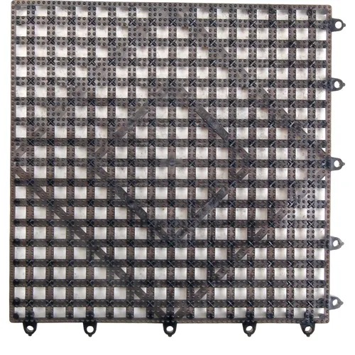 AllPoints 86500 Bar Mat - 12" x 12" Rubber Tile Shelf Liner, Black, Grease‑Resistant, NSF Certified