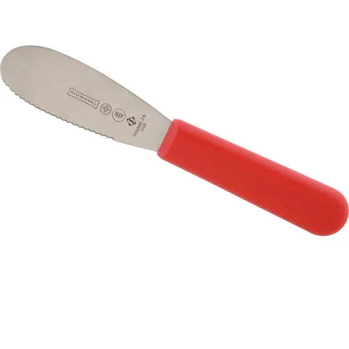 AllPoints 97713 Sandwich Spreader - 3½" Serrated Stainless Steel Blade, Red Handle, NSF Certified
