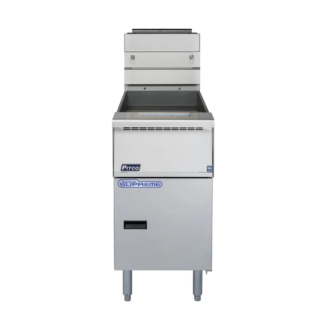 Pitco SSH55-1FD 15" Floor Model Gas Deep Fryer, Full Pot, NG or LP, 50 Ibs, 80.000 BTU