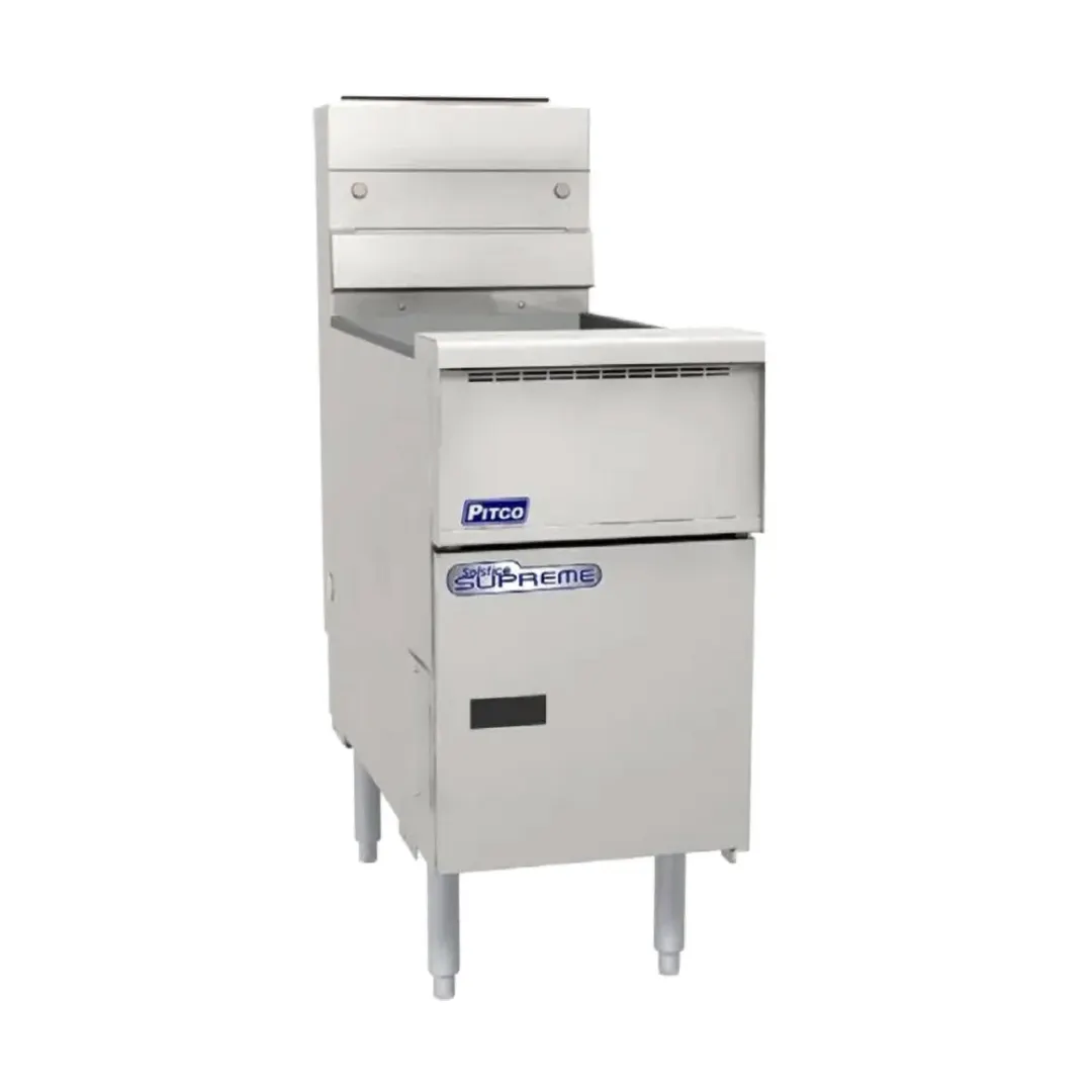 Pitco SSH55-3FD Floor Model Gas Deep Fryer, 150 Ibs, 240.000 BTU, ENERGY STAR®, Filter Drawer System