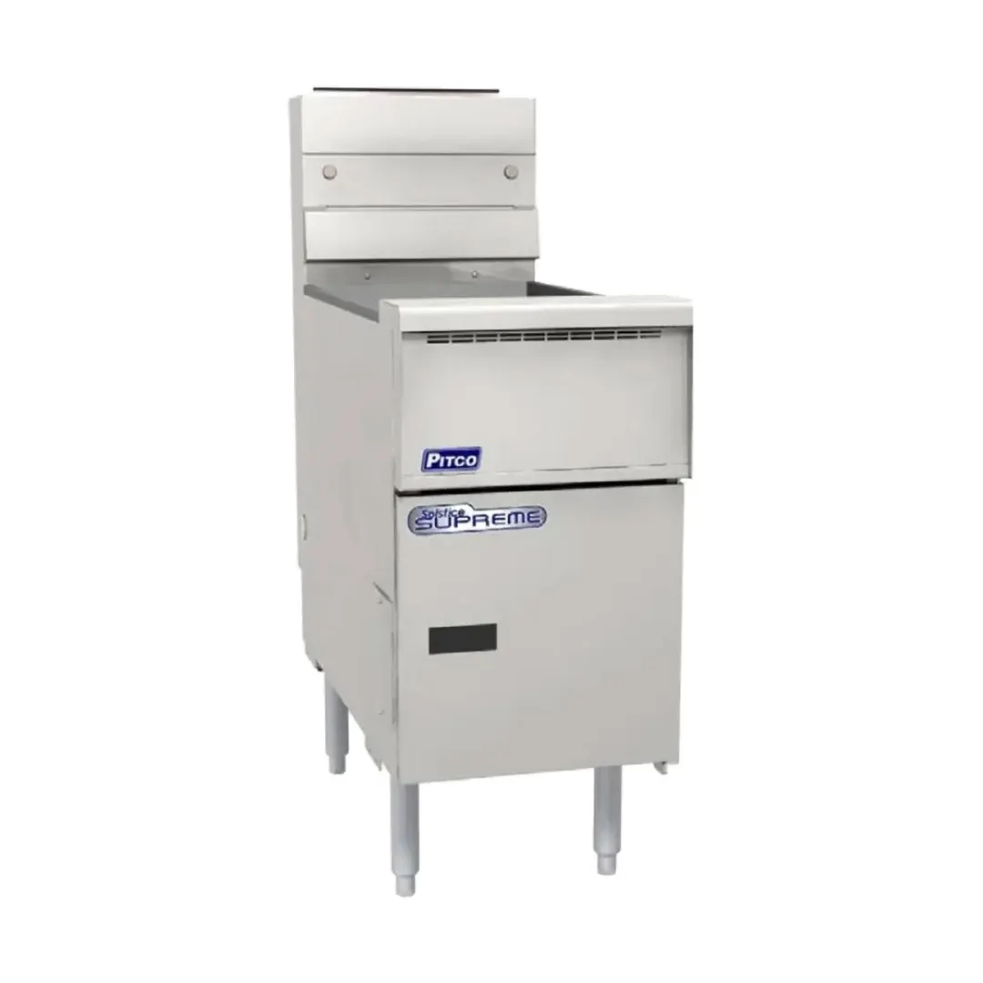 Pitco SSH55-4FD Floor Model Gas Deep Fryer, Full Pot NG/LP, 200 Ibs Capacity, 320,000 BTU, Filter System