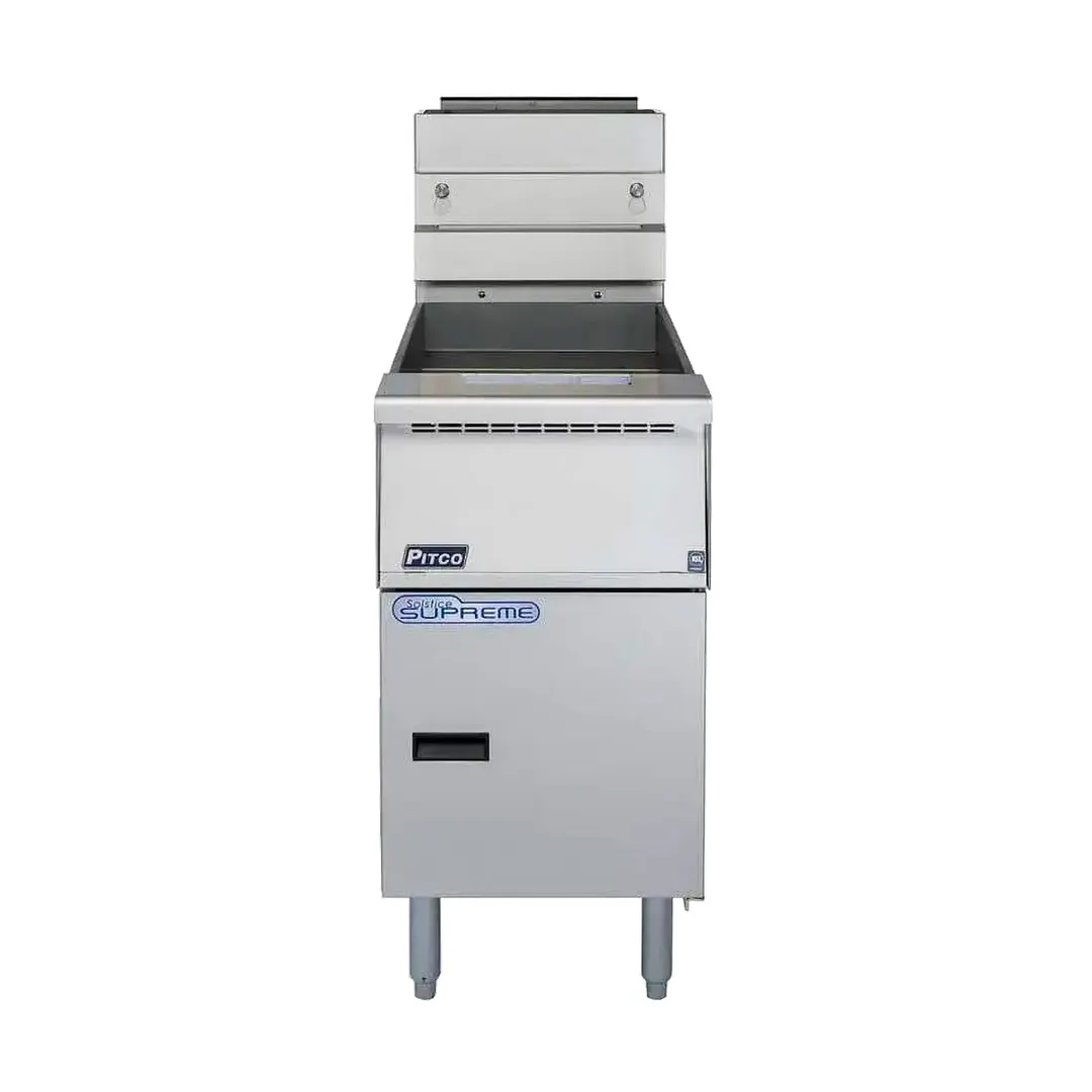 Pitco SSH55-4FD Floor Model Gas Deep Fryer, Full Pot NG/LP, 200 Ibs Capacity, 320,000 BTU, Filter System