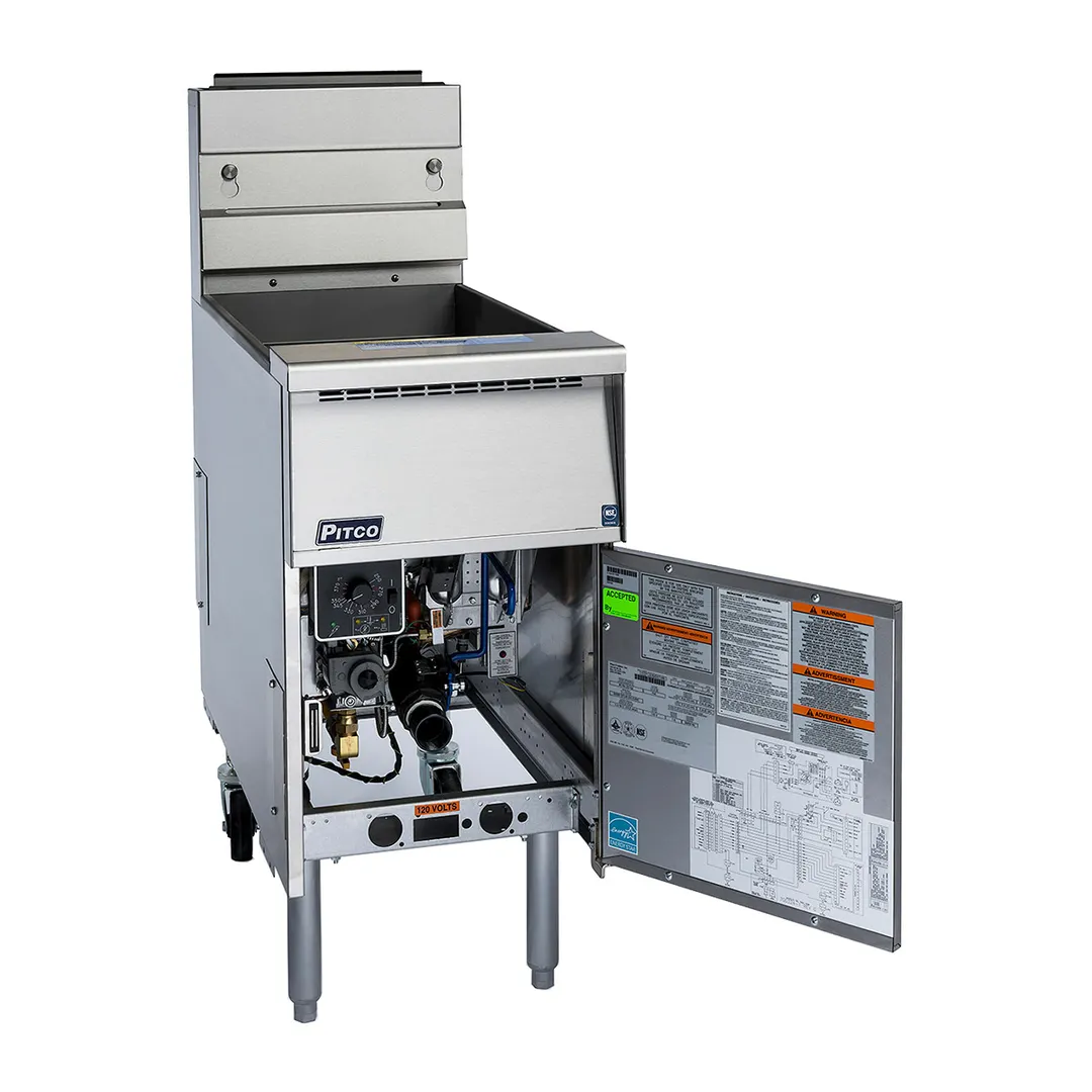Pitco SSH55-4FD Floor Model Gas Deep Fryer, Full Pot NG/LP, 200 Ibs Capacity, 320,000 BTU, Filter System