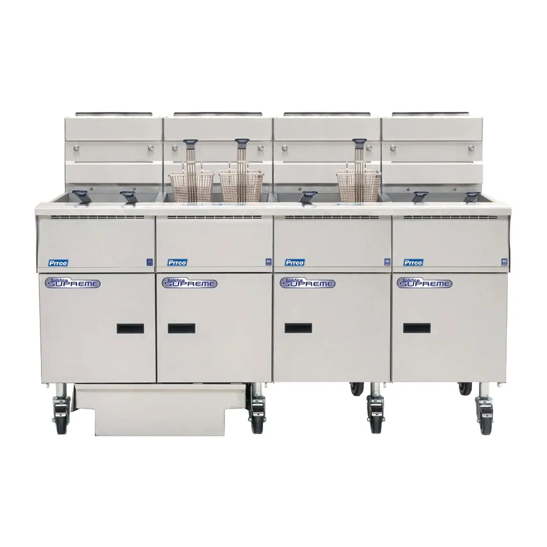 Pitco SSH55-4FD Floor Model Gas Deep Fryer, Full Pot NG/LP, 200 Ibs Capacity, 320,000 BTU, Filter System