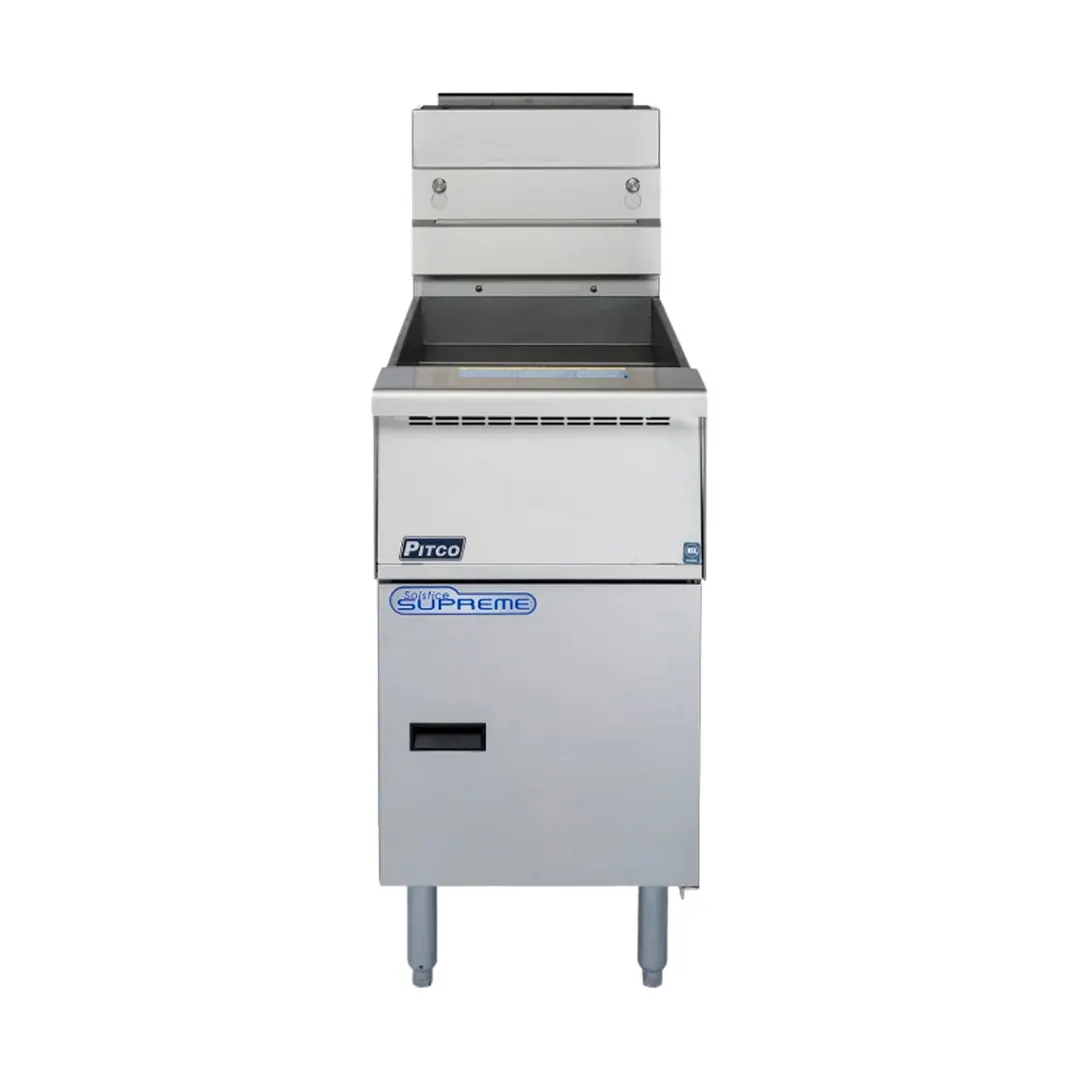 Pitco SSH55R-1FD 15" Floor Model Gas Deep Fryer, Full Pot, 50 Ibs, 100.000 BTU,  Solo Filter System