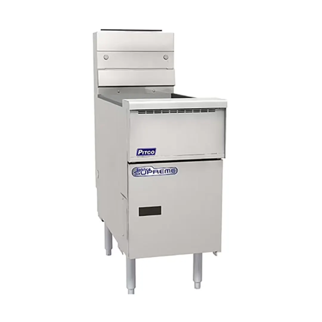 Pitco SSH55R-1FD 15" Floor Model Gas Deep Fryer, Full Pot, 50 Ibs, 100.000 BTU,  Solo Filter System