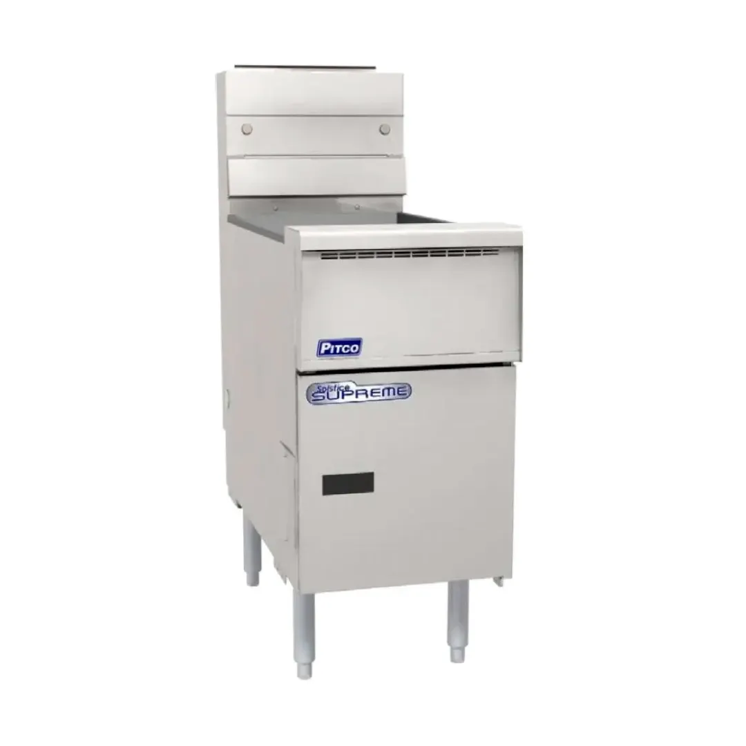Pitco SSH55R-5FD Floor Model Gas Deep Fryer, Multiple Battery, Full Pot, 5 Pot 250 Ibs 500,000 BTU
