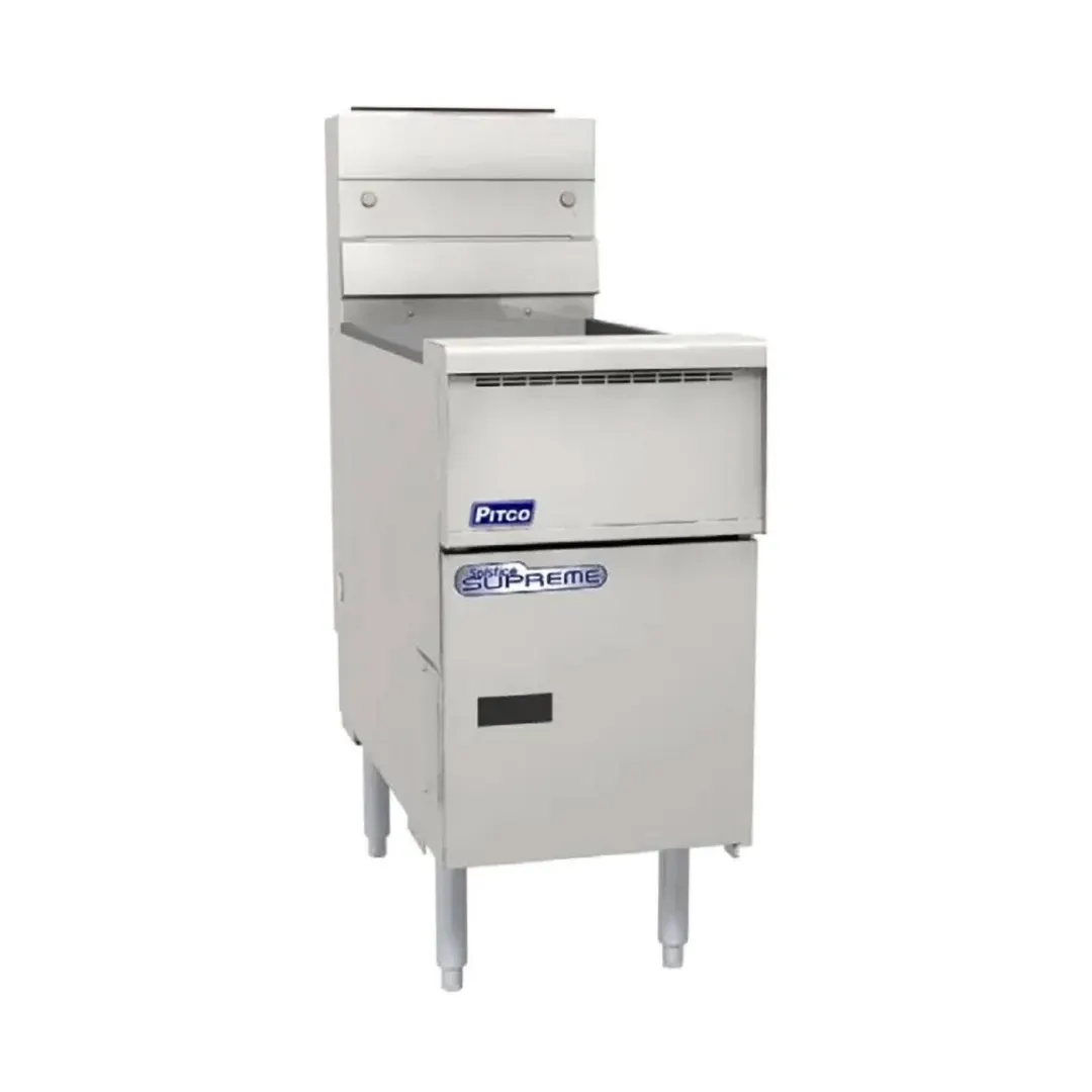 Pitco SSH55T Floor Model Gas Deep Fryer, Split Pot, NG or LP, 80.000 BTU, Stainless Steel, (2) 25 Ibs Tanks