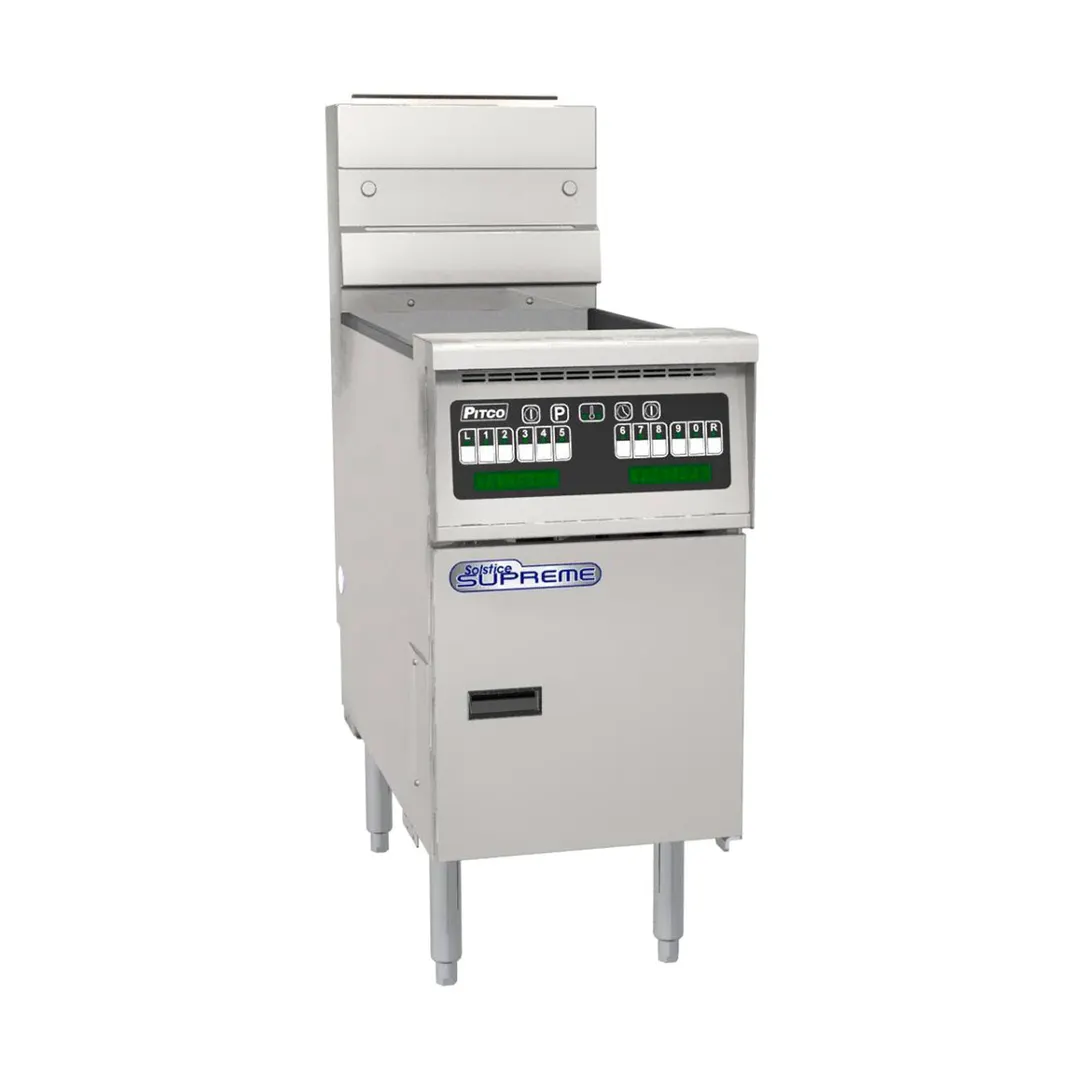 Pitco SSH60 18" Floor Model Gas Deep Fryer, Full Pot, NG or LP, 60 Ibs, 80.000 BTU, Self-Clean Burner