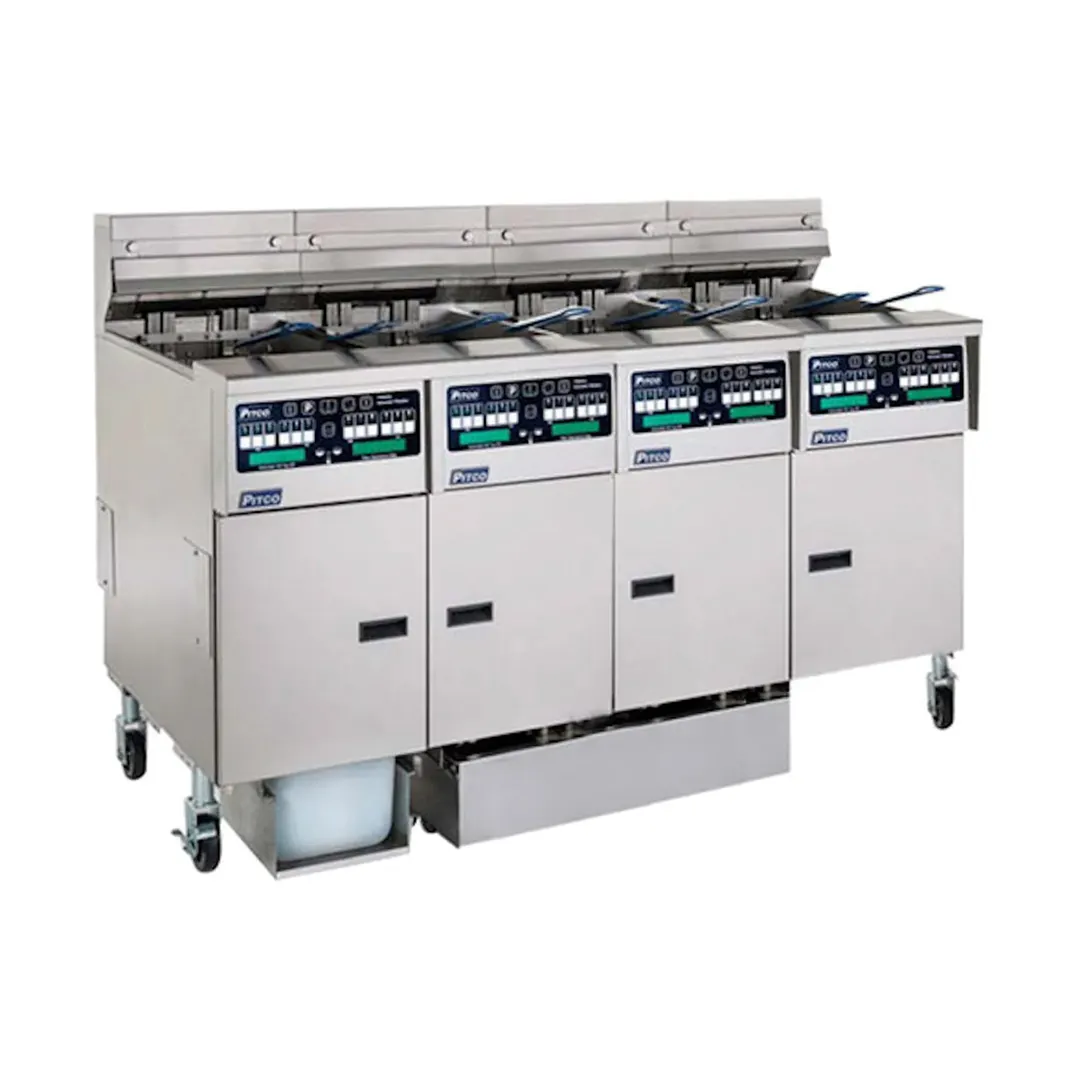 Pitco SSH60W-4FD 18" Floor Model Gas Deep Fryer, 60 Ibs Capacity, 400.000 BTU, Filter Drawer System