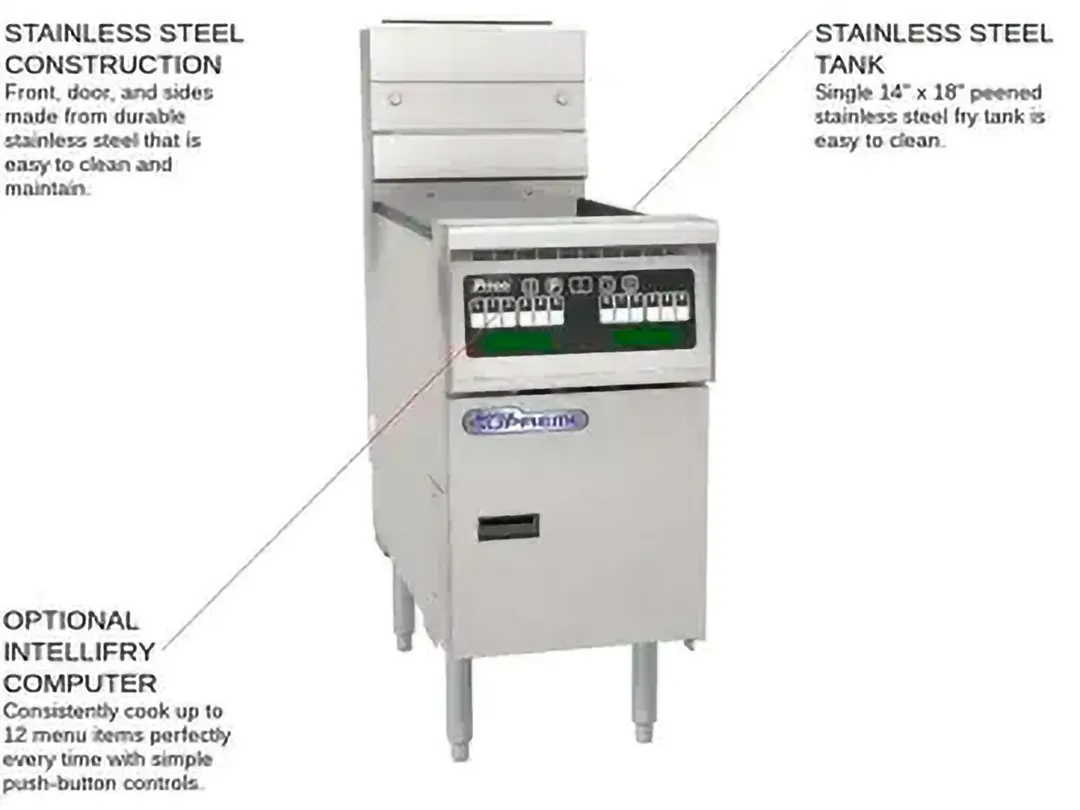Pitco SSH60W-5FD 18" Floor Model Gas Deep Fryer, NG or LP, 260 Ibs, 500000 BTU, Filter Drawer System