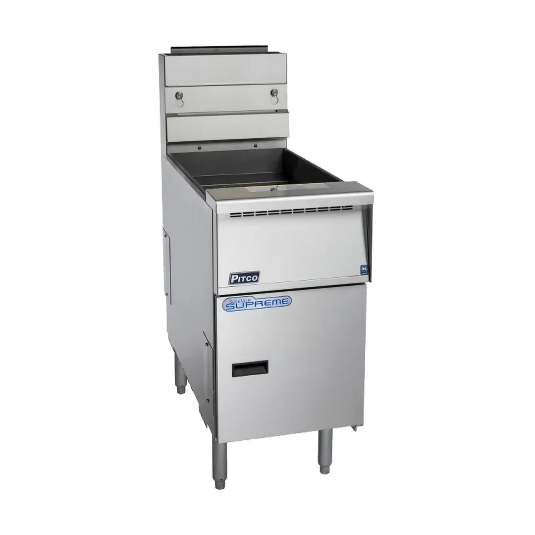Pitco SSH60WR 18" Floor Model Gas Deep Fryer, Full Pot 60 Ibs, 125.000 BTU, Self-Clean Burner