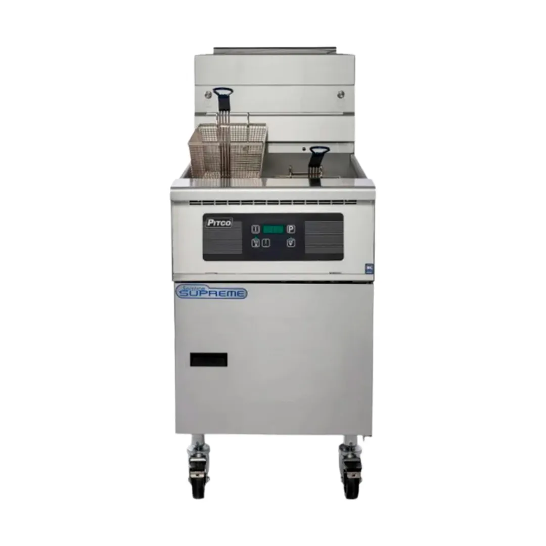 Pitco SSH75-1FD 19" Floor Model Gas Fryer, LP or NG, 75 Ibs, 105,000 BTU, Stainless Steel, ENERGY STAR