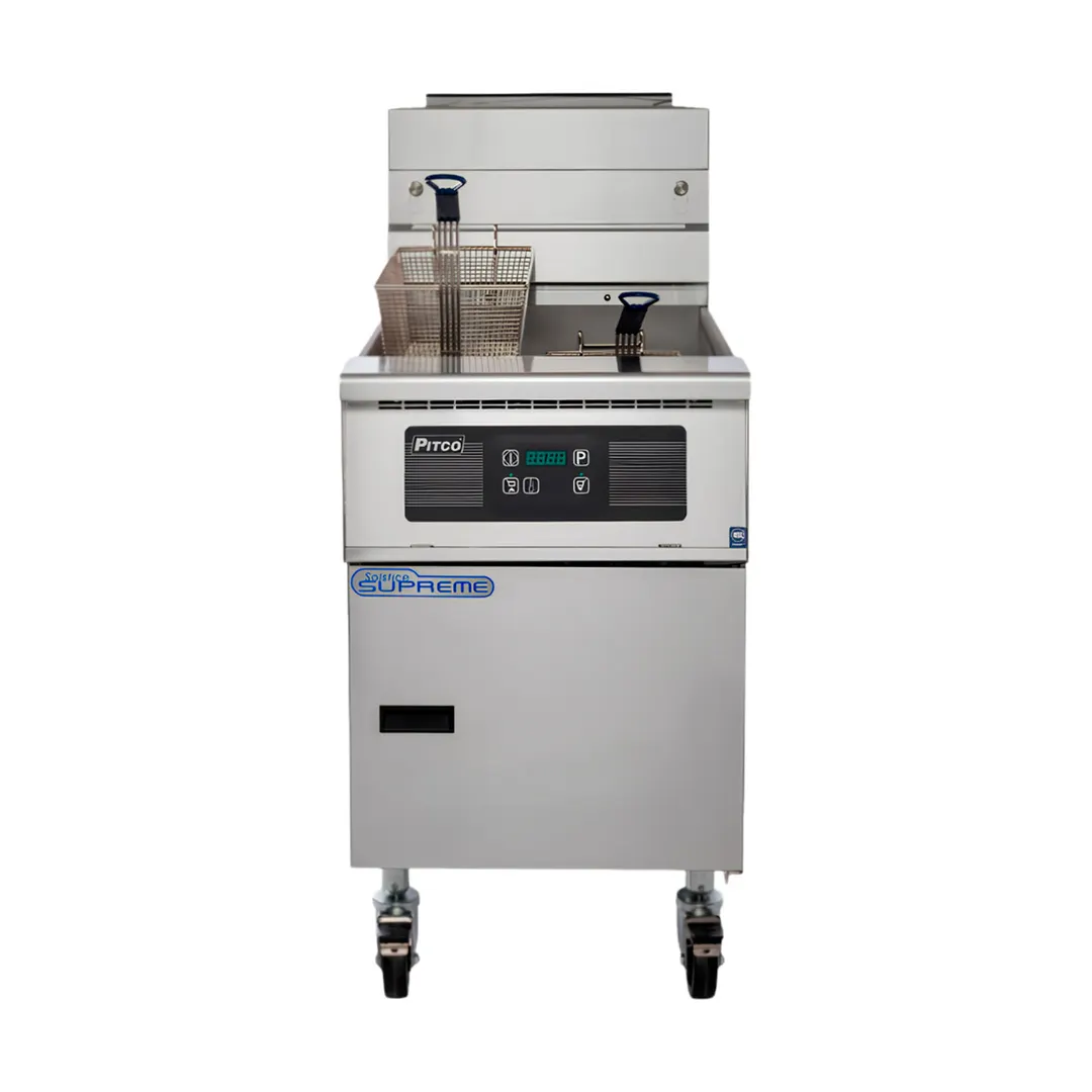 Pitco SSH75 34" Floor Model Gas Deep Fryer Full Pot NG or LP 75 Ibs 105.000 BTU